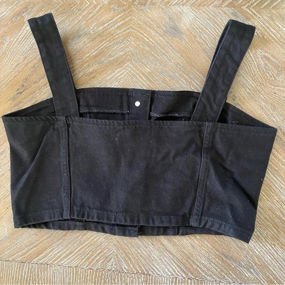 NWT Reformation Jeans Chrissy Black Denim Button Down Crop Top size 10 - Picture 6 of 12